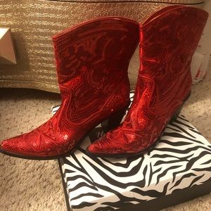 Bling Boots Red Sequin Cowboy Boots